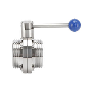 Sanitary Grade Manual T-Type SMS Union 304 Stainless Steel Male Thread <b>Butterfly</b> <b>Valve</b> - Product Image 3