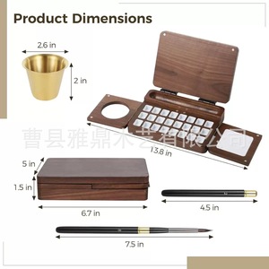 Palette de peinture en bois pliable, planche d'art portable en bois massif avec plateau pour aquarelle et clip pour le croquis en voyage - Product Image 3