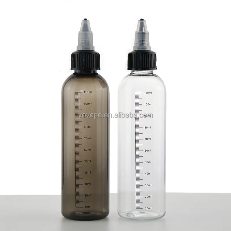 Garrafa de plástico transparente, balança de medição preta graduada, 30ml, 60ml, 100ml, 4 oz, 5oz, 6 oz, 8 oz, cola de molho transparente, tampa torção