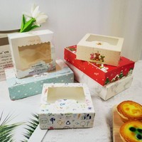 Boîte Cadeau de Pâtisserie avec Fenêtre pour 2/4/6/8 Pièces de Gâteaux au Jaune d'Œuf, Biscuits, Gâteaux de Lune
