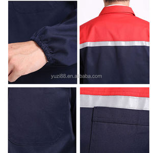 تصنيع المعدات الأصلية تصميم مخصص الأزرق الخاص بك رجل محطة الغاز تجهيز ورشة عمل ملابس العمل مكافحة ساكنة القطن معطف الغبار مع شرائط عاكسة - Product Image 5