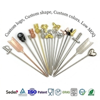 Accessoires pour bar, conception OEM, acier inoxydable sûr, pics à garniture pour Martini, mélangeurs de boissons, agitateurs, brochettes à fruits, pics à cocktail personnalisés