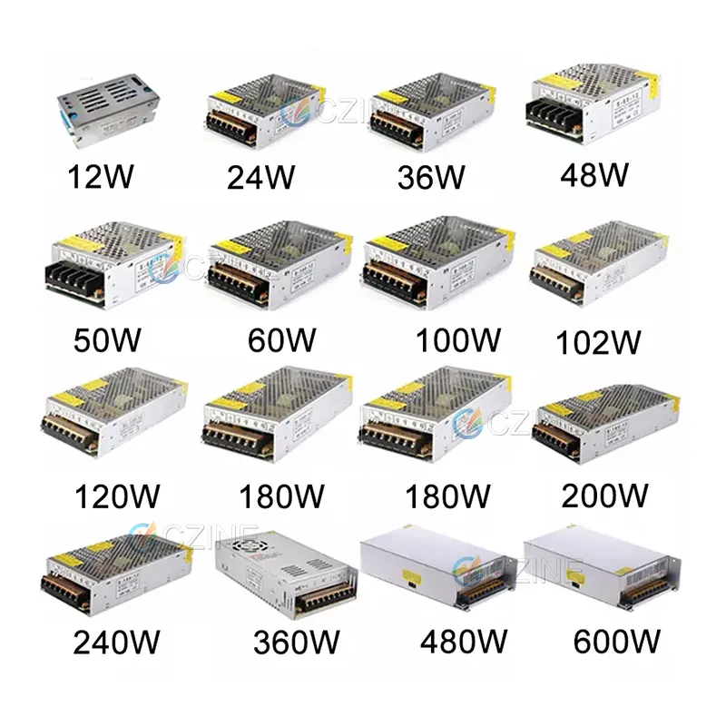 CZINELIGHT Interior 1A 2A 3A 5A 10A 20A 30A 40A 50A 5V 12V 24V 36V 48V Tira de luz LED Fuente de alimentación conmutada CCTV