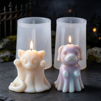 Moule en silicone Premium Chat Fantôme d'Halloween, Qualité Alimentaire pour la Pâtisserie, les Bougies, la Résine et la Décoration en Plâtre