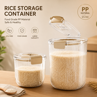 Conteneur de stockage de riz moderne et minimaliste en gros, distributeur de céréales en plastique transparent avec boucle anti-parasites, grand bac alimentaire de 10 kg
