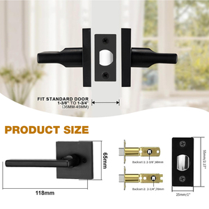Heavy Duty Privacy Tubular Black Matt Square Black Lever Square Heavy Duty Bathroom Handle Door <strong>Lock</strong> - Product Image 2