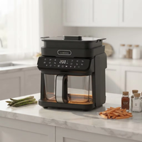 Friteuse à air visuelle OEM personnalisée 5,5 L avec panier en verre, multifonctionnelle, à commande tactile, machine de cuisson électrique sans huile pour usage domestique