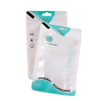 Sac d'emballage transparent à fermeture éclair avec trou de suspension pour câble de données USB en plastique imprimé personnalisé, accessoires de téléphone