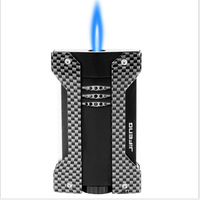 Briquet à cigare coupe-vent à flamme nue en métal, rechargeable au gaz, cadeau d'affaires, vente en gros, briquet torche à flamme jet