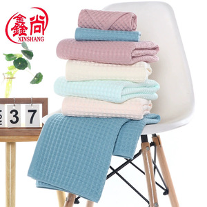 Xinshang Pure Cotton <b>Waffle</b> Bath Towel 70x140cm Soft Absorbent Home Use Rectangle Solid Color Towel Sheet - Product Image 2