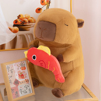 Peluche Capybara Koi Porte-Bonheur, Jouet en Peluche Doux, Poupée Animale Mignonne Kawaii, Coussin en Peluche de Dessin Animé, Cadeau d'Anniversaire pour Enfants, Adultes et Amis