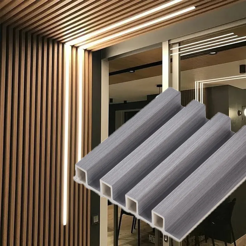 160*24mm Wood Plastic Composites Indoor Hollow Wpc Fluted Composite Wall Panel For Decoration