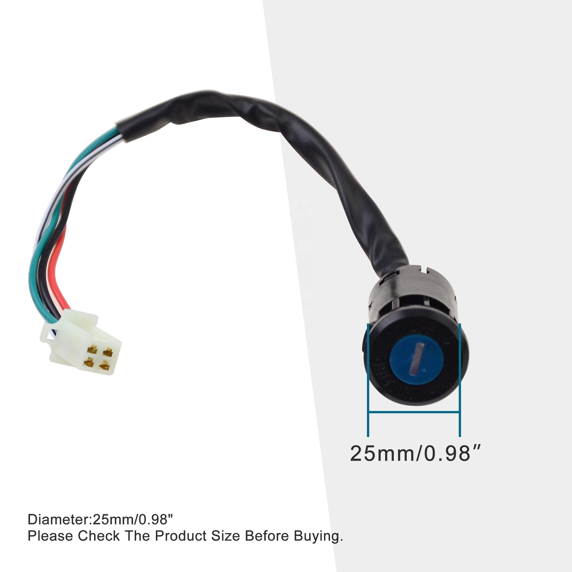 Llave De Encendido Para Moto/ATV – Con 2 Llaves, Cable De 4 Hilos 25 Cm, Posiciones ON/OFF, Para Motos De 50-250 Cc