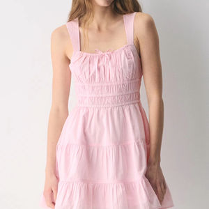 Ensemble robe pour femme : haut bandeau rose en coton à bretelles et mini-jupe plissée - Tenue décontractée et mignonne - Product Image 3