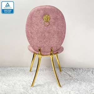 Chaises de salle à manger de luxe en velours avec pieds dorés et pieds en cuivre glamour, ensemble moderne de luxe DC-SOLEIL-01-BOCAS - Product Image 3
