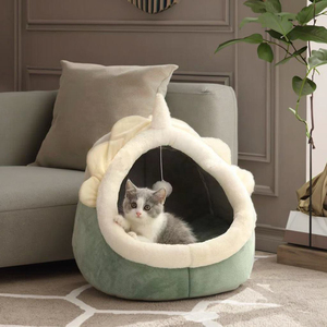 Lit pour chat en stock, livraison rapide, lit-caverne confortable pour chat avec balle jouet - Product Image 3