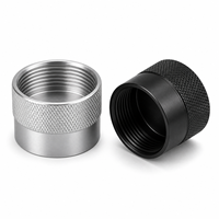 Tapa de aluminio para botella cosmética con borde moleteado, pared interior roscada, anodizado, torneado de precisión, piezas personalizadas, mecanizado CNC a medida
