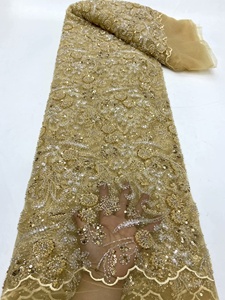 All'ingrosso Glitter fatto a mano paillettes pizzo <span class=keywords><strong>ricamato</strong></span> <span class=keywords><strong>Tulle</strong></span> tessuto di pizzo bianco di lusso in rilievo tessuto di pizzo <span class=keywords><strong>per</strong></span> le donne abito da sposa - Product Image 6