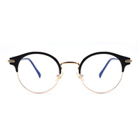 Lunettes anti-lumière bleue rondes pour femmes MS 9238, monture polie avec branches métalliques élégantes et minimalistes, haute qualité