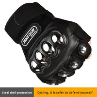 Gants d'équitation d'été demi-doigt pour hommes en acier inoxydable anti-chute à coque dure tactique moto Forces spéciales extérieures