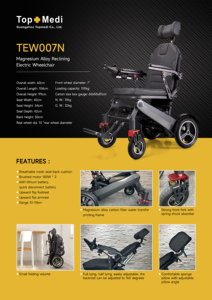 Silla de ruedas eléctrica Topmedi mejorada para discapacitados con función reclinable eléctrica para el cuidado del hogar - Product Image 5