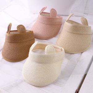 Children Cat Rabbit Ear Empty Top Straw <b>Hat</b> Casual Shade Sunscreen <b>Kids</b> Beach <b>Sun</b> <b>Hats</b> Visors Cap - Product Image 1