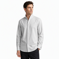 Chemise habillée homme grande taille à rayures, respirante, écologique, tissée, col montant, poignets mousquetaires, manches longues, coupe décontractée, pour l'automne