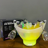 Seau à glace 7L en plastique avec haut-parleur et lumière LED RGB colorée pour champagne, vin, bière, fête, bar, club