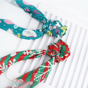 Cintas para el Cabello de Satén Navideñas, Scrunchies con Lazo Largo, Diseño de Dibujos Animados, Estilo Europeo y Americano, Accesorio de 25 cm - Product Image 6