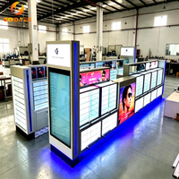 Kiosque d'exposition de lunettes lumineuses personnalisé, kiosque d'affichage de lunettes de soleil à LED pour centre commercial, vente au détail d'optique