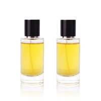 Flacon de parfum transparent, design rond unique et luxueux, pour homme, 100 ml, verre vide avec bouchon à vis et diffuseur à roseaux
