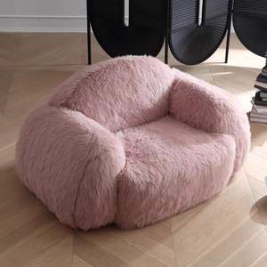 <strong>Yeti</strong> Sheepskin Lounge Armchair Pink Fur Living Room <strong>Chair</strong> Fabric Leather Upholstered Living Room Home Furniture - Product Image 3