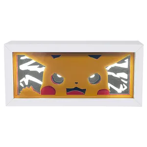 New Product Drop Shipping Custom Cartoon Design Pikachu LED Nightlight Anime Action Figure Shadow Light Box 3D Night Light Lamp