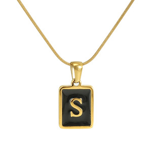 Zogxin Fashion Letter Pendant Necklace 18k Gold Plated Stainless Steel Snake Chain Unisex Jewelry for Women Men - Product Image 5