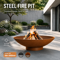 Brasero d'extérieur en acier Corten, style rustique, pour bois, avec finition patinée, pour jardin, taille personnalisée