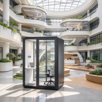 Cabine de bureau insonorisée modulaire mobile autonome, cabine acoustique en acier, alliage d'aluminium, verre trempé, éclairage 4000 K