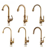 Robinet de cuisine en laiton antique, mitigeur de salle de bain à poignée unique, robinet mélangeur en bronze, robinet de lavabo universel avec filtre anti-éclaboussures