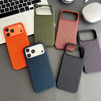 Casing Ponsel Desain Armor Anti Benturan Magnetik Kulit Tekstur Tenun Fashion untuk 17 Pro 17 Pro Max 16 15