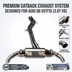 Système d'échappement Catback à soupapes électroniques doubles Vortex pour Audi Q8 55TFSI 3.0T V6 2019-2024, kit de tuning en acier inoxydable SS304 - Product Image 1