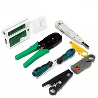 Kit d'outils de réparation de réseau informatique 10 en 1 avec testeur de câble LAN, coupe-fil, tournevis, pinces et outil de sertissage