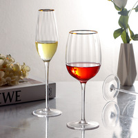 Verre à cocktail à martini côtelé vintage fait à la main en or clair et cristal de luxe pour champagne verres à eau sans pied pour Red Win