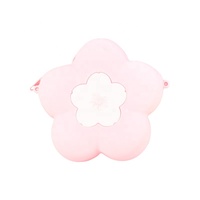 Petite bourse à monnaie unisexe en silicone respirant pour enfants, motif dessin animé Le Petit Chaperon Rouge, avec bandoulière, papillon et fleur, ouverte