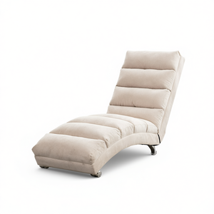 Chaise longue ergonomica in lino con gambe affusolate per ufficio, soggiorno, camera da letto, design moderno, imbottitura in schiuma - Product Image 1