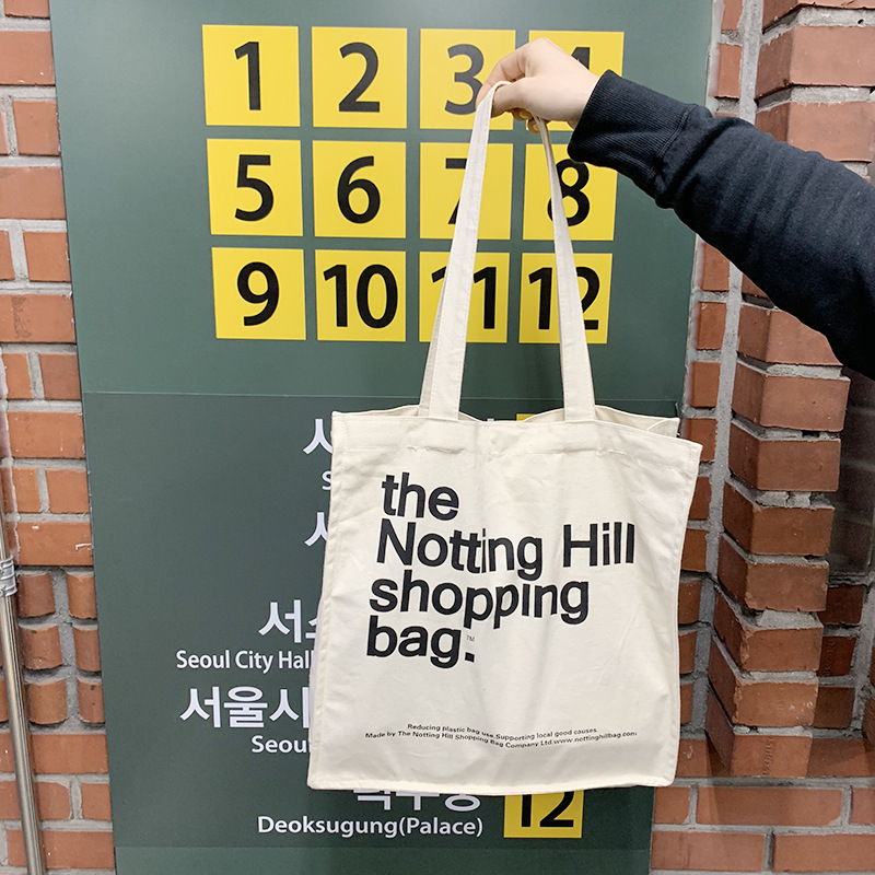 Wholesale Custom Logo Printed Reusable Eco Friendly Canvas Shopping Cotton Tote Bag with inside pockets