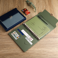 Haute qualité A5 taille cahier 6 anneaux bijou fermoir stylo pochette 100 feuilles intérieures bureau cuir couverture rigide coffret cadeau ensemble cahier