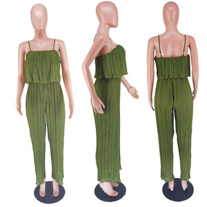 Combinaison plissée ample et tendance à bretelles pour <span class=keywords><strong>femme</strong></span> – Grande Vente - Product Image 2