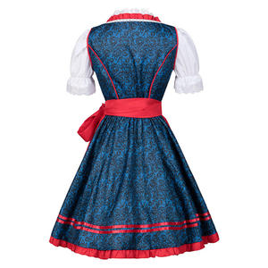 Disfraz de sirvienta medieval para mujer con cordones alemán Oktoberfest Dirndl vestido delantal manga corta Cosplay vestido de fiesta de talla grande - Product Image 5