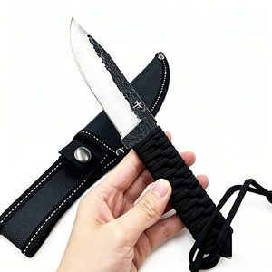 Coltello Tascabile per Sopravvivenza, Campeggio e Caccia con Lama in Acciaio Inox Dentellata e Manico in Corda, Personalizzabile, Supporto OEM - Product Image 1