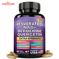 Complément alimentaire antioxydant à base de resvératrol avec NAD+, berbérine, quercétine et extrait de grenade, fabriqué aux États-Unis (OEM/ODM)