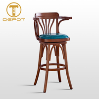 Nouvelle Chaise de Bar Pivotante en Bois avec Accoudoirs pour Îlot de Cuisine, Mobilier de Restaurant et d'Hôtel au Design Moderne